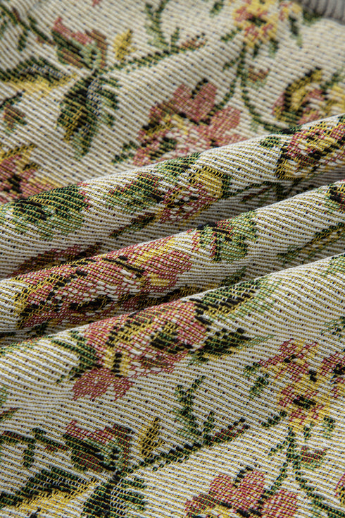 Ribbed Retro Floral Patchwork Corduroy Shirt Jacket