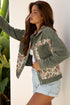 Ribbed Retro Floral Patchwork Corduroy Shirt Jacket