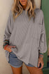 Ribbed Roll-tab Sleeve Chest Pocket Oversize Top