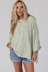 Ribbed Roll-tab Sleeve Chest Pocket Oversize Top
