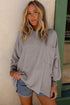 Ribbed Roll-tab Sleeve Chest Pocket Oversize Top