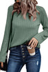 Ribbed Round Neck Knit Long Sleeve Top