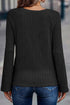 Ribbed Round Neck Knit Long Sleeve Top