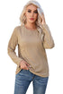 Ribbed Round Neck Knit Long Sleeve Top