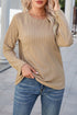 Ribbed Round Neck Knit Long Sleeve Top