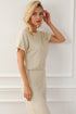 Ribbed Round Neckline Short Sleeve Wide Leg Pocketed Jumpsuit