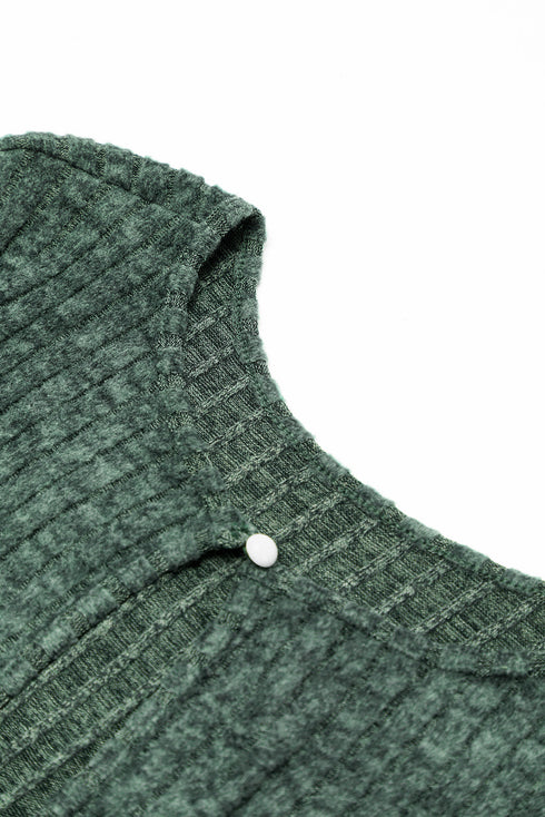 Ribbed Round Neckline Short Sleeve Wide Leg Pocketed Jumpsuit