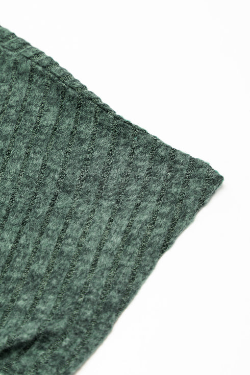 Ribbed Round Neckline Short Sleeve Wide Leg Pocketed Jumpsuit