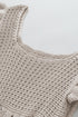 Ribbed Ruffle Sleeve Open Stitch Crochet Knit Top