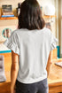 Ribbed Ruffle Trim Mock Neck Short Sleeve Top