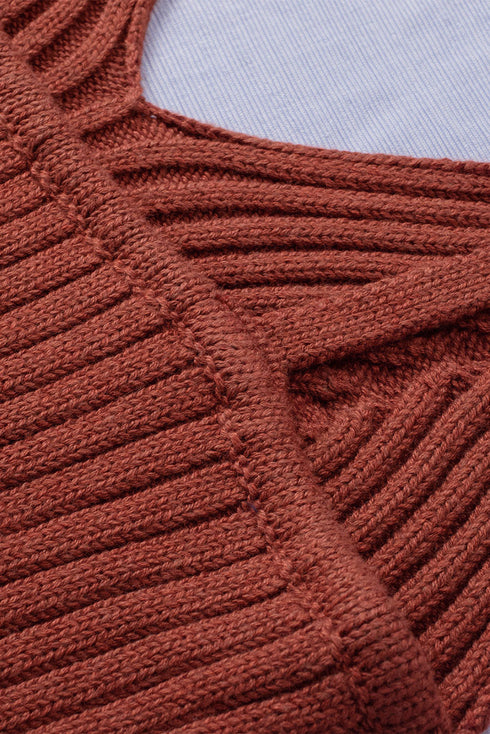 Ribbed Spaghetti Strap Cropped Knitted Tank Top