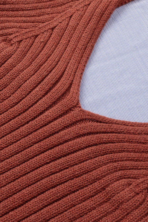 Ribbed Spaghetti Strap Cropped Knitted Tank Top