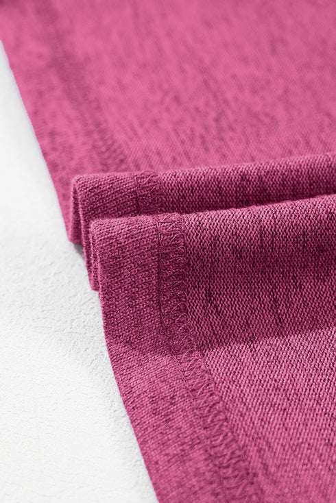 Ribbed Splicing Sleeve Round Neck T-shirt