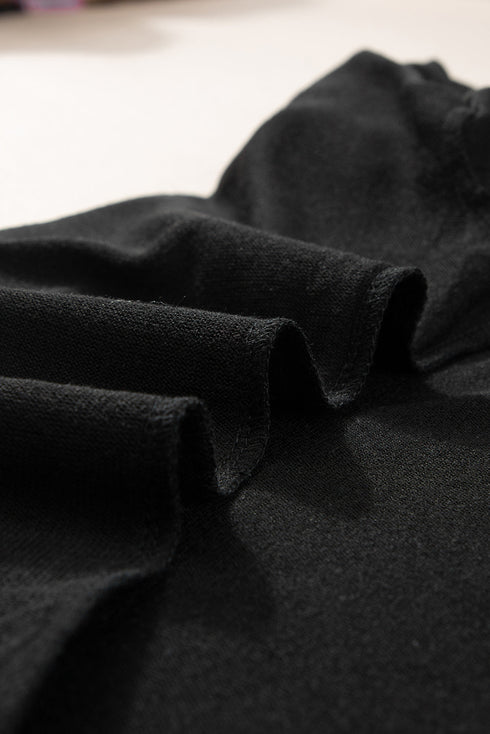 Ribbed Splicing Sleeve Round Neck T-shirt