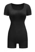 Ribbed Square Neck Short Sleeve Athleisure Romper