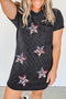 Ribbed Star Patch Pocket Shift T-Shirt Dress