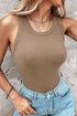 Ribbed Stretch Slim Fit Padded Tank Top