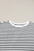 Ribbed Stripe Casual Tee And Matching Shorts Set