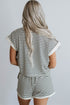 Ribbed Stripe Casual Tee And Matching Shorts Set