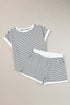 Ribbed Stripe Casual Tee And Matching Shorts Set
