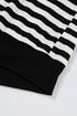 Ribbed Stripe V Neck Button Shoulder Long Sleeve Top