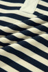 Ribbed Striped Collared V Neck Long Sleeve Top