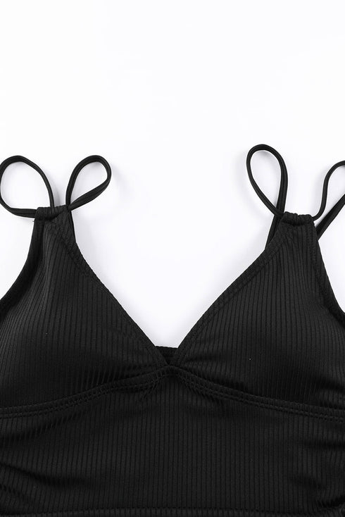Ribbed Texture Adjustable Side Tie One Piece Swimsuit