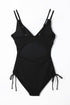 Ribbed Texture Adjustable Side Tie One Piece Swimsuit