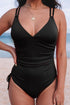 Ribbed Texture Adjustable Side Tie One Piece Swimsuit