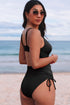 Ribbed Texture Adjustable Side Tie One Piece Swimsuit