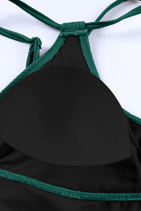 Ribbed Texture Adjustable Side Tie One Piece Swimsuit