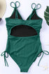 Ribbed Texture Adjustable Side Tie One Piece Swimsuit