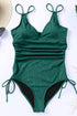 Ribbed Texture Adjustable Side Tie One Piece Swimsuit