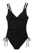 Ribbed Texture Adjustable Side Tie One Piece Swimsuit