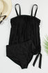 Ribbed Texture Blouson Fit Square Neck Tankini Top