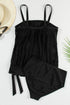 Ribbed Texture Blouson Fit Square Neck Tankini Top