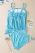 Ribbed Texture Blouson Fit Square Neck Tankini Top