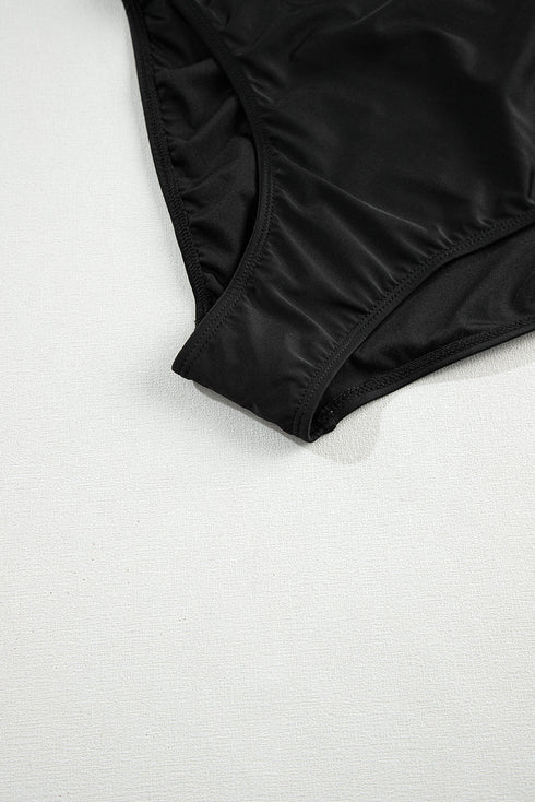 Ribbed Texture Blouson Fit Square Neck Tankini Top