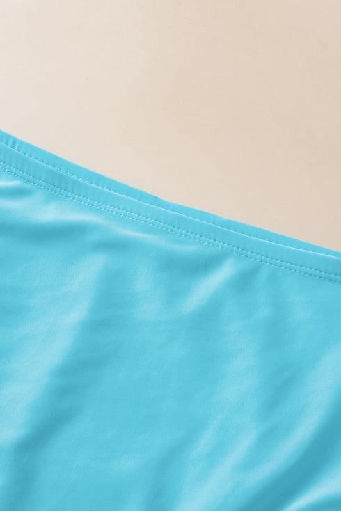 Ribbed Texture Blouson Fit Square Neck Tankini Top