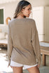 Ribbed Texture Button Front Long Sleeve Henley Top