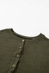 Ribbed Texture Button Front Long Sleeve Henley Top