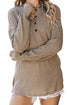 Ribbed Texture Button Front Long Sleeve Henley Top