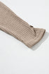 Ribbed Texture Button Front Long Sleeve Henley Top