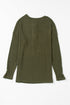 Ribbed Texture Button Front Long Sleeve Henley Top