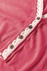 Ribbed Texture Button V Neck Lace Trim Top