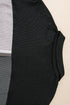 Ribbed Texture Color Block Partial Button Collared Top