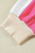 Ribbed Texture Color Block Partial Button Collared Top