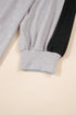 Ribbed Texture Color Block Partial Button Collared Top