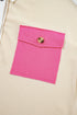 Ribbed Texture Color Block Partial Button Collared Top