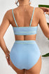 Ribbed Texture Contrast Trim Spaghetti Strap High Waisted Swimsuit